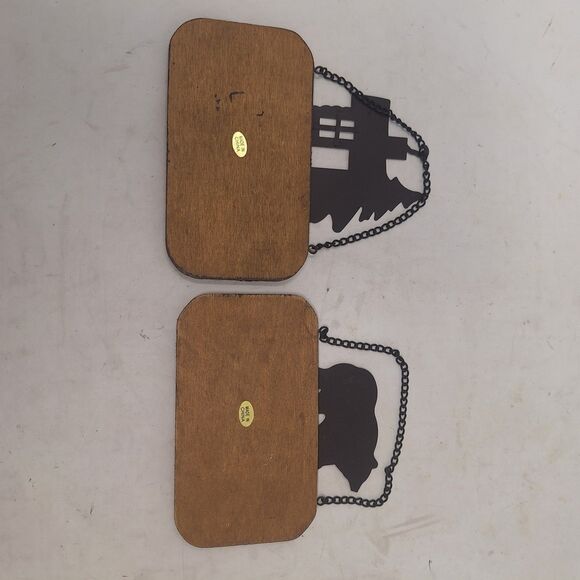 Rustic Wall Hanging Welcome Signs Cabin Bear Silhouette Wood Metal Set Of 2 - Picture 4 of 8